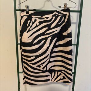 H&M Women's Lined Silk Pencil Skirt Zebra Print Size 4